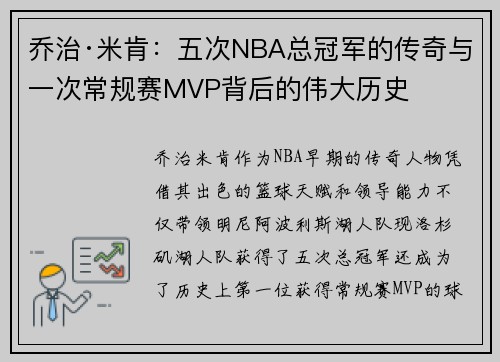 乔治·米肯：五次NBA总冠军的传奇与一次常规赛MVP背后的伟大历史