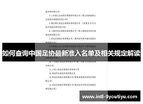 如何查询中国足协最新准入名单及相关规定解读